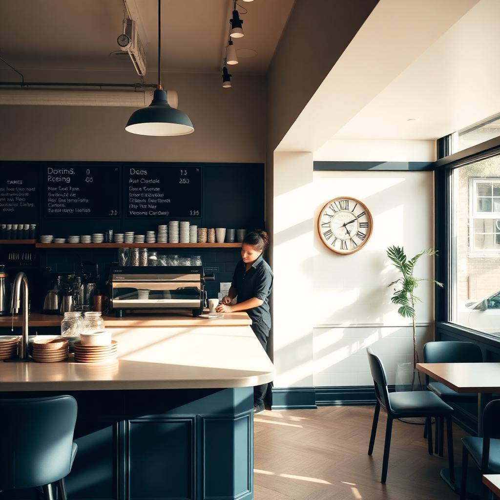 Café owner at counter